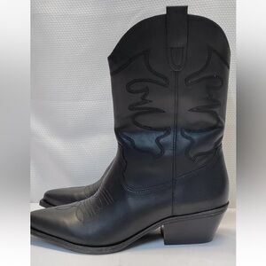 NIB Steve Madden Women’s Western Cowboy Boots Black Leather Sz 7